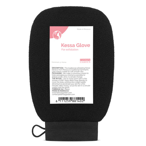 Fatima's Garden Exfoliating Kessa Glove - Natural Spa Scrubber, Black (1 Glove)