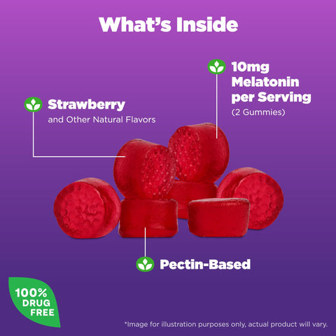 Natrol Melatonin 10mg, Dietary Supplement for Restful Sleep, Sleep Gummies for Adults, 90 Strawberry-Flavored Gummies, 45 Day Supply