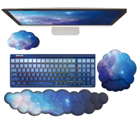 Cloud Wrist Rest Keyboard Galaxy Mouse Pad with Wrist Rest Ergonomic Space Wrist Pad Memory Foam Non-Slip Wrist Rest Support for Computer Laptop Gaming Home Office Relief Typing Pain Gradient Blue