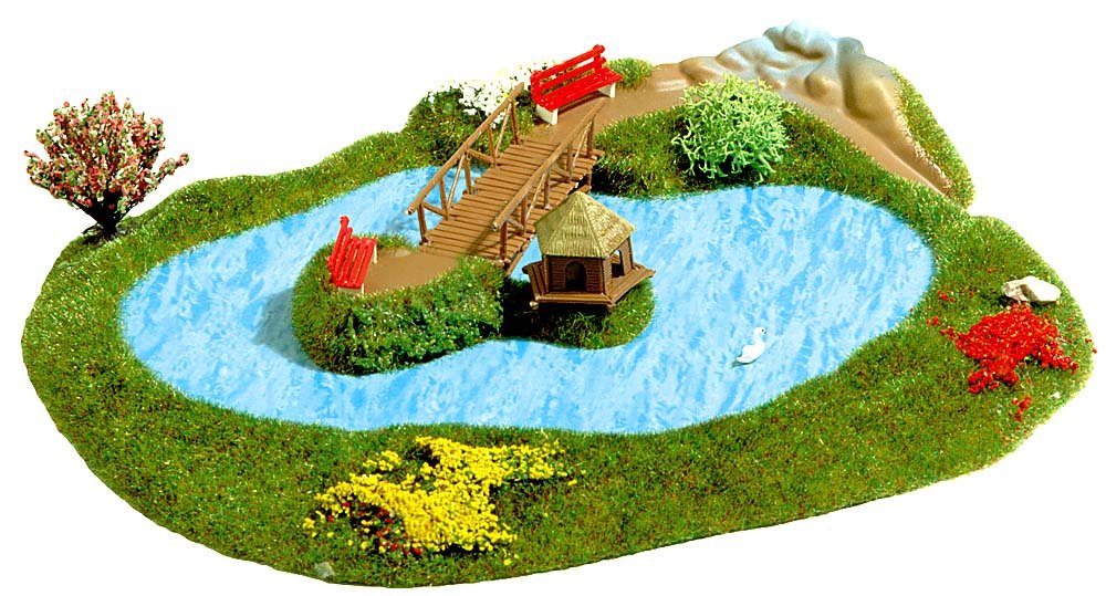 Busch 3110 Lake with Bridge HO Scenery Scale Model Scenery