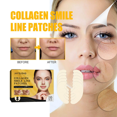 Grospe Collagen Smile Lines Patch Anti-Wrinkle Facial Strips With Hyaluronic Acid,Collagen And Vitamin E,Anti-Aging Effectively Removes Wrinkles Firming Care (10 Pcs)