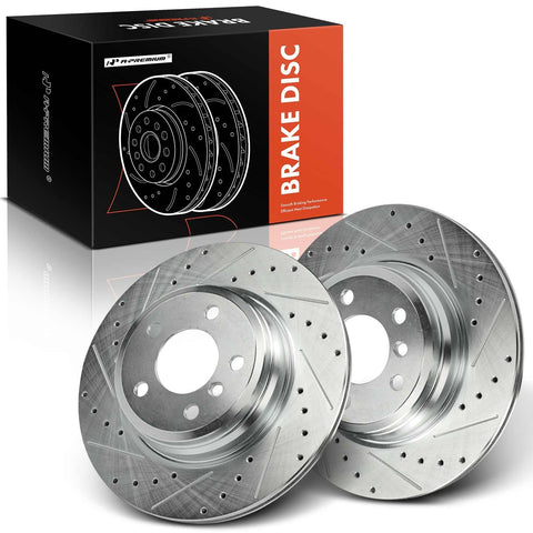 A-Premium 12.99 inch (330mm) Rear Drilled and Slotted Disc Brake Rotors Compatible with Select BMW Models - 328i, 330i, 335i, 340i, 330i/335i/340i GT xDrive, 330i/335i/340i xDrive, 430i, 2-PC Set