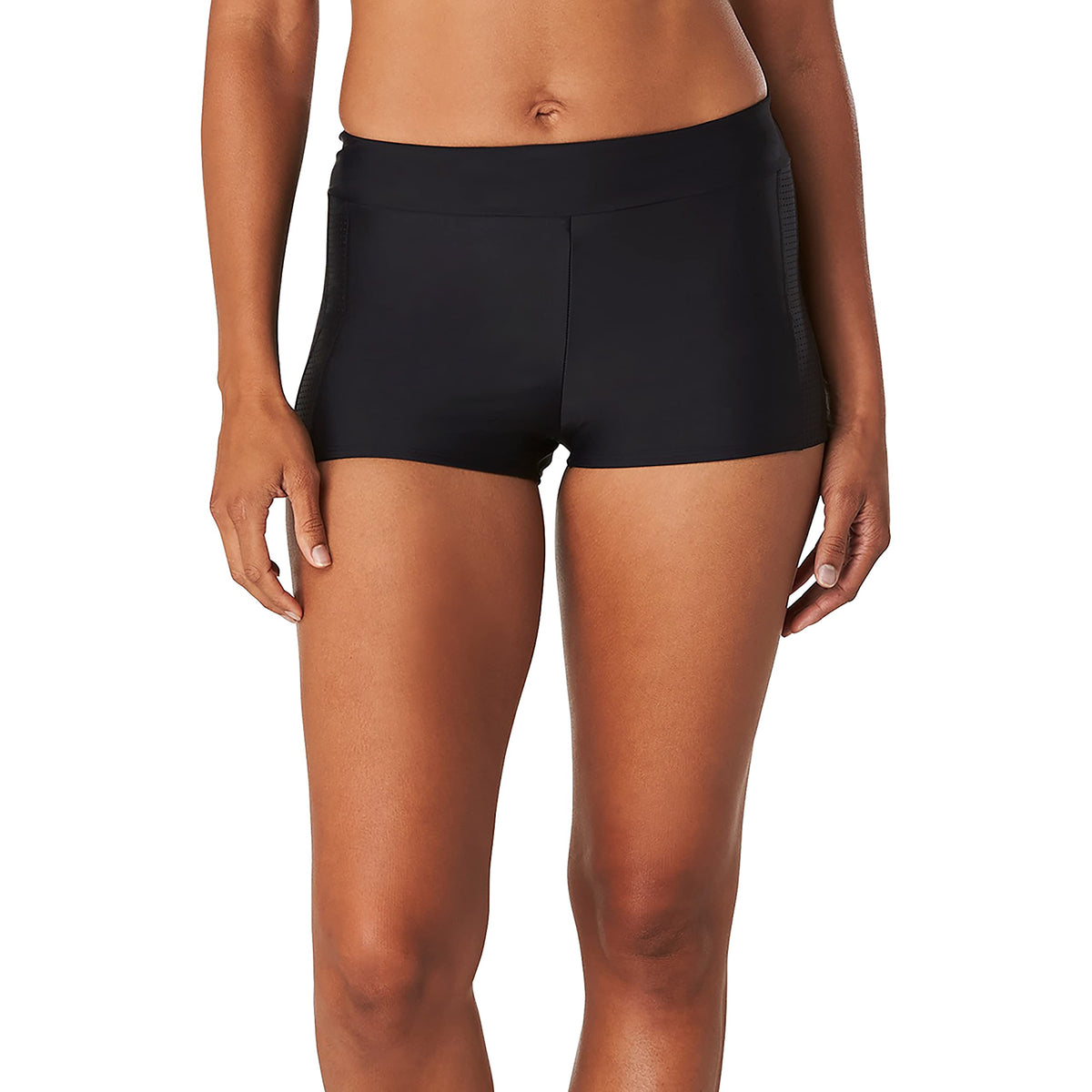 Speedo Women's Standard Swimsuit Bottom Boyshort Length, Sheen Black, Large