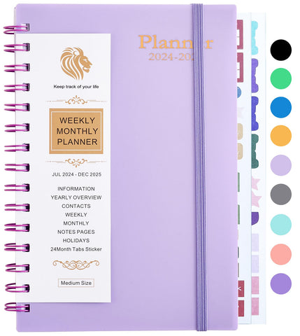 Daily Planner 2024-2025, Planner 2024-2025 Daily Weekly and Monthly, JUL 2024- DEC 2025 18 Months Calendar Planner, 8.2"x 5.5" (Light Purple)