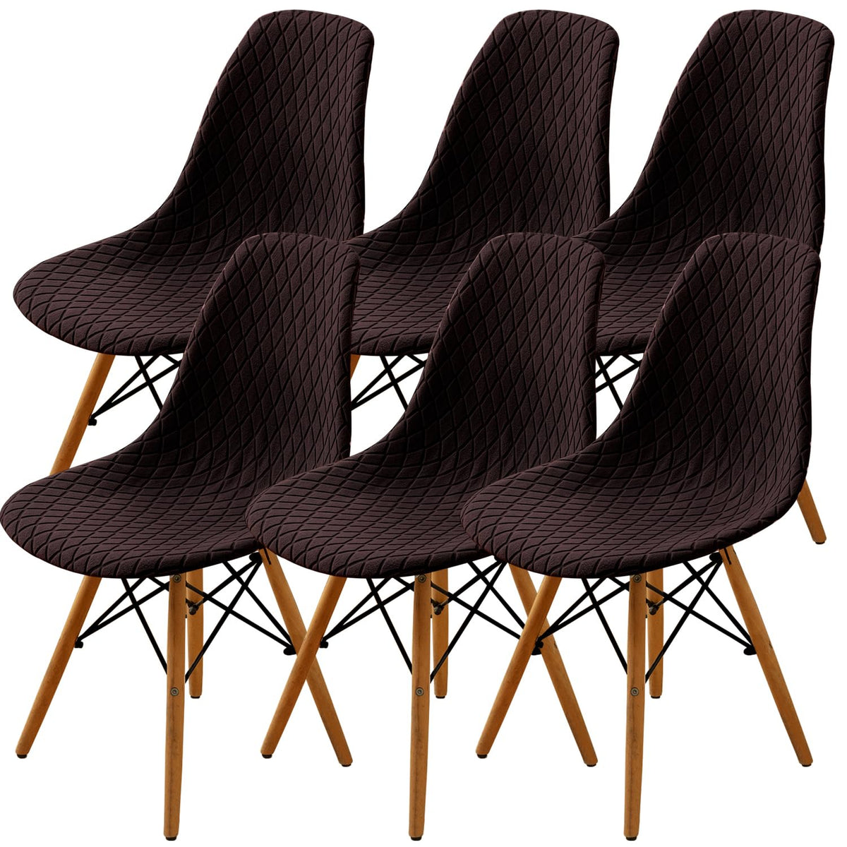 SHENGYIJING Dining Chairs Covers Set of 2/4/6,Style Shell Dining Chair Mid Century Modern Chair Sipcover,Upholstered Dining Accent Side Chair Covers (Brown,6 Pieces)