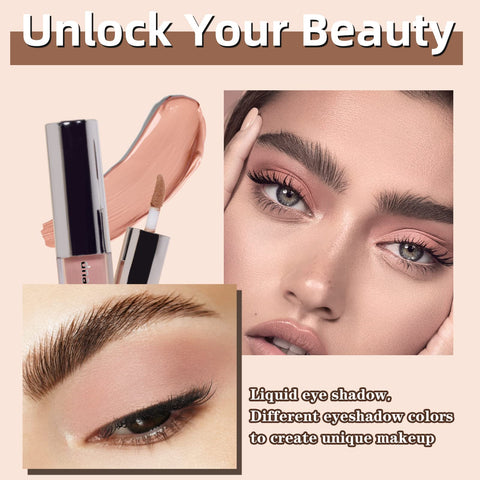 HOSAILY 5Pcs Liquid Glitter Matte Eyeshadow Eyeliner Natural Nude Matte Cream Eyeshadow Long Lasting Smooth Brown Eye Shadow Quick-Drying Shimmer Matte Eyeshadow Eye Makeup