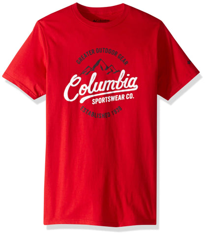 Columbia Men's Graphic T-shirt Shirt, Mountain Red/Volt, S UK