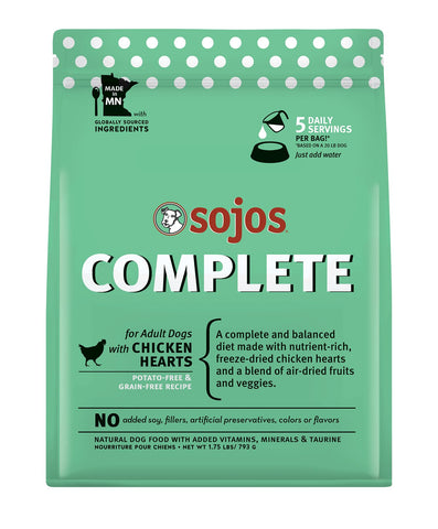 Sojos Complete Chicken Recipe Adult Freeze-Dried Grain-Free Raw Dog Food, 1.75 Pound Bag
