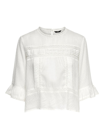 ONLY Women's Onlanemone 3/4 Flaired Top Noos Wvn Blouse, Cloud Dancer, 6 UK