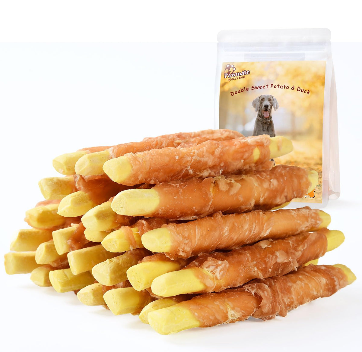 Pawmate Dog Treats Pumpkin Biscuits Chicken Wrapped, Low Fat Healthy Chewy Training Treats for Small Medium Large Dogs