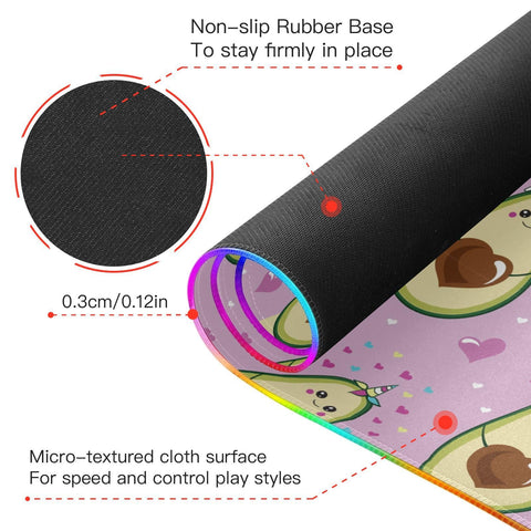 Different Cute Avocados Wireless Charging Mouse Pad for Mobile Phone Extra Large Gaming Mousepad with 13 Lighting Modes Mouse Mat for Gaming MacBook PC Laptop Desk Home Office