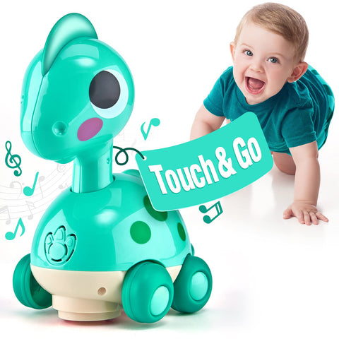 CubicFun Baby Toys Touch & Go Musical Light Crawling Dinosaur Toys for Boys Girls Toddler Gifts for 1 2 3 Year Old