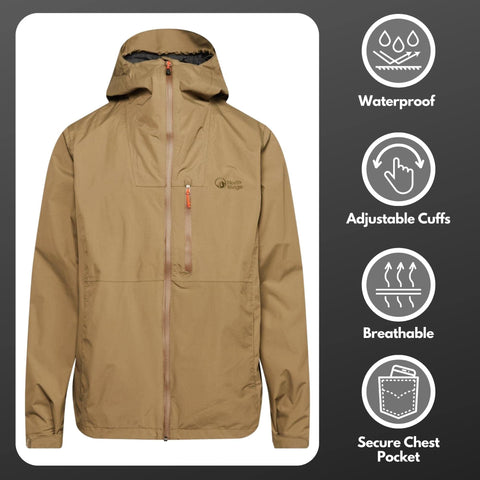 NORTH RIDGE MenÃƒÂ¢Ã¢â€šÂ¬Ã¢â€žÂ¢s Shoalwater 2.0 Waterproof and Breathable Jacket with an Adjustable Peaked Hood, Mens Rain Coat, Mens Hiking & Outdoor Recreation Clothing (UK, XXL, Green)