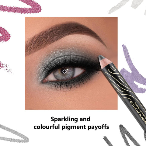 Boobeen Glitter Eyeshadow Crayon Pencil, Metallic Shimmer Eyeliner Eyeshadow Stick, Long Lasting Highlighter Pencil for Eye Contour, Highly Pigmented