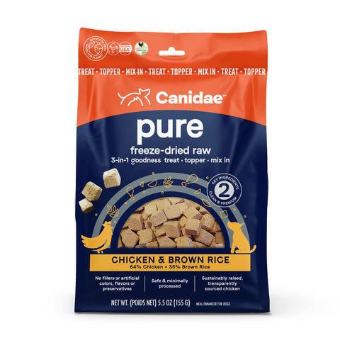 Canidae Pure 3-in-1 Goodness Premium Freeze-Dried Raw Dog Food with Chicken & Brown Rice, 5.5 oz.