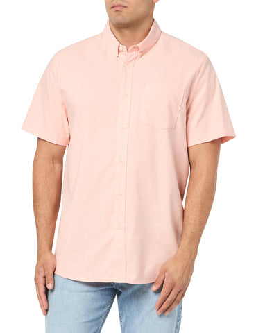 Volcom Men's Everett Oxford Short Sleeve Shirt, Salmon