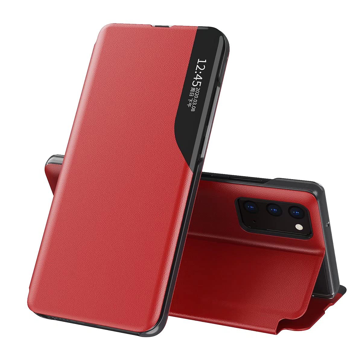 TINGYR Case for Samsung Galaxy S24 Ultra Cover, Smart Ultra Slim Flip Case, Anti-Scratch, Magnetic Closure, Stand Function, Cover Case for Samsung Galaxy S24 Ultra-(Red)
