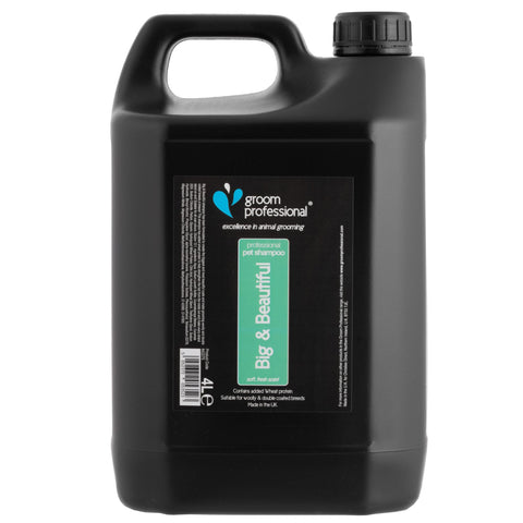 GROOM PROFESSIONAL Big & Beautiful Volumising Dog Shampoo - Deep Cleansing Shampoo for Dogs - Adds Volume to Coat - Perfect for Woolly or Thick-Coated Breeds - Contains Wheat Protein, 4 Litre