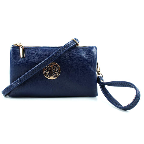 Aossta Womens Small Crossbody Bag for Girls Crossbody Phone Bags Mini Shoulder Handbag With Wristlet Adjustable Strap (Navy)