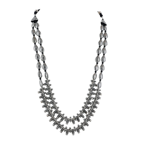 Jwellmart Fashion Bollywood Traditional Indian/Bohemian Style Afgani Oxidised Antique Silver Banjara Tribal Statement Long Necklace Chain for Women (Dounle Lime 1)