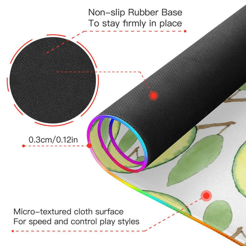 Avocado Wireless Charging Mouse Pad for Mobile Phone Extra Large Gaming Mousepad with 13 Lighting Modes Computer Mat for Gaming MacBook PC Laptop Desk Home Office