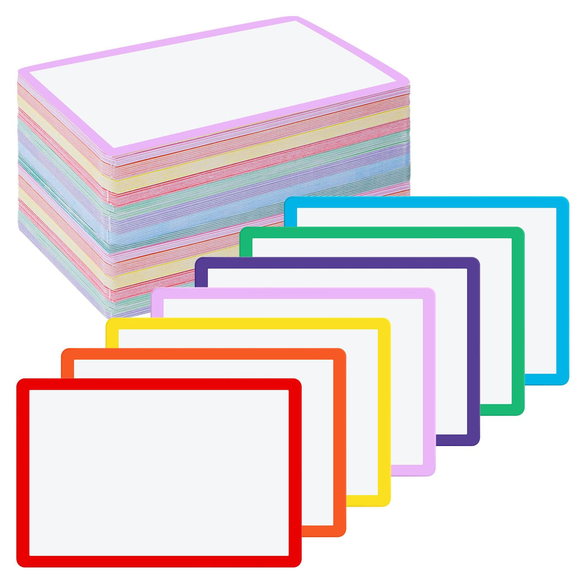 Harloon 100 Pcs Dry Erase Index Cards Laminated Cards Reusable Dry Erase Note Cards Sheets Game Cards for Office to Do List(3 x 5 Inch,Multicolored)