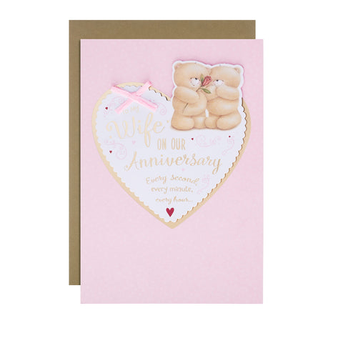 Hallmark Anniversary Card For Wife - Forever Friends Pink Raffia Bow