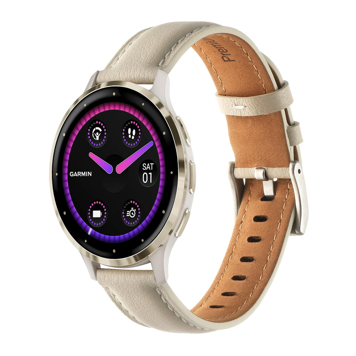 Chofit Strap Compatible with Garmin Venu 3S, Replacement Straps Soft Leather Band Wristband 18mm Bands for Venu 3S/Venu 2S/Forerunner 265S 255S/Vivoactive 4S/Vivomove 3S (Milky-White)