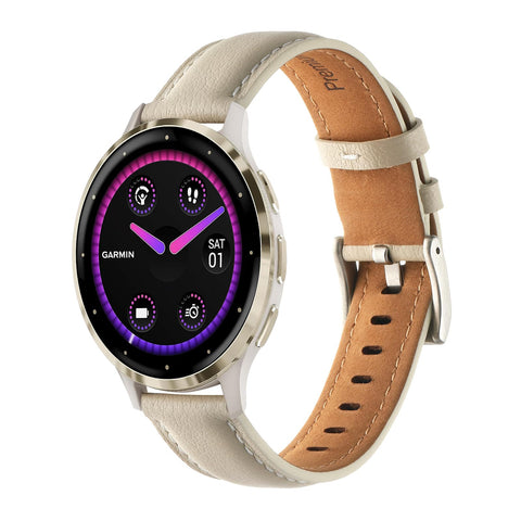 Chofit Strap Compatible with Garmin Venu 3S, Replacement Straps Soft Leather Band Wristband 18mm Bands for Venu 3S/Venu 2S/Forerunner 265S 255S/Vivoactive 4S/Vivomove 3S (Milky-White)