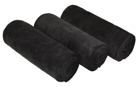 MAYOUTH Microfibre Sports Towels Fast Drying & Absorbent Gym Towel Workout Sweat Towels for Gym Fitness,Yoga, Camping 3-Pack 40cm X80cm,Black