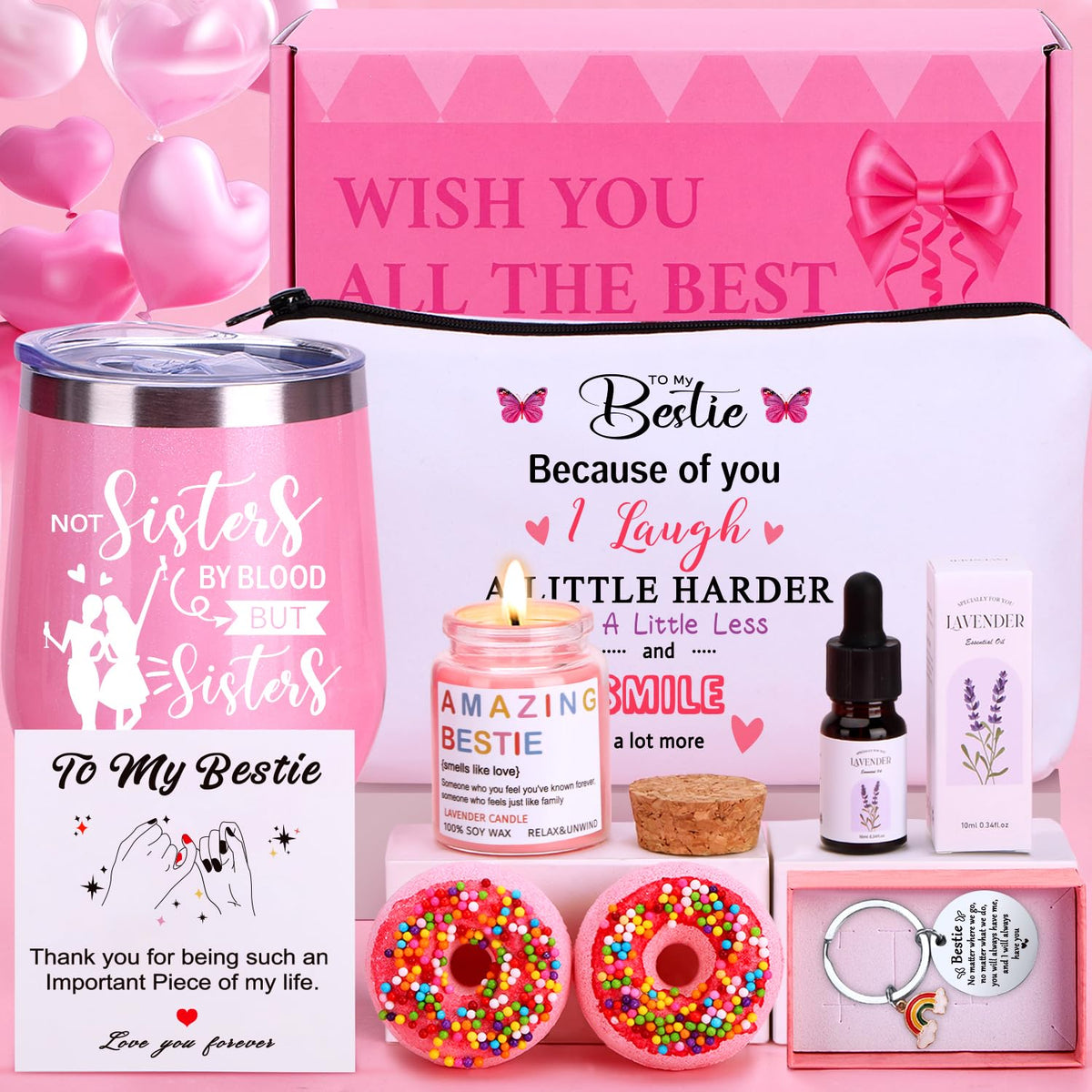 Birthday Gifts for Women Best Friend, Bestie Best Friend Gifts For Women, Friendship Pamper Hamper Relaxation Gifts Ladies Set Care Package Box, Female Christmas Xmas Presents for Friends Bff Sister