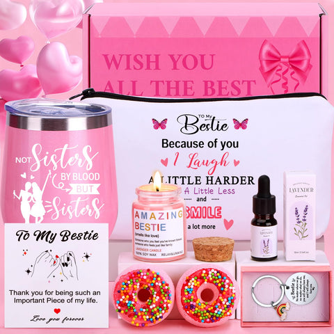 Birthday Gifts for Women Best Friend, Bestie Best Friend Gifts For Women, Friendship Pamper Hamper Relaxation Gifts Ladies Set Care Package Box, Female Christmas Xmas Presents for Friends Bff Sister