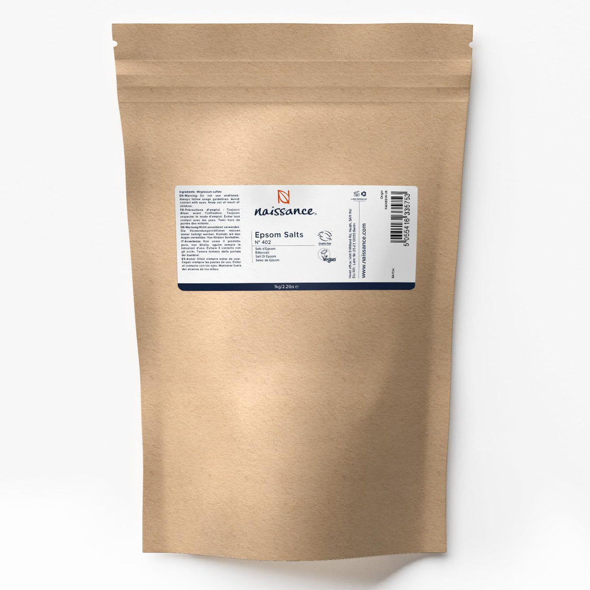Naissance Epsom Salts 1kg 100% Pure