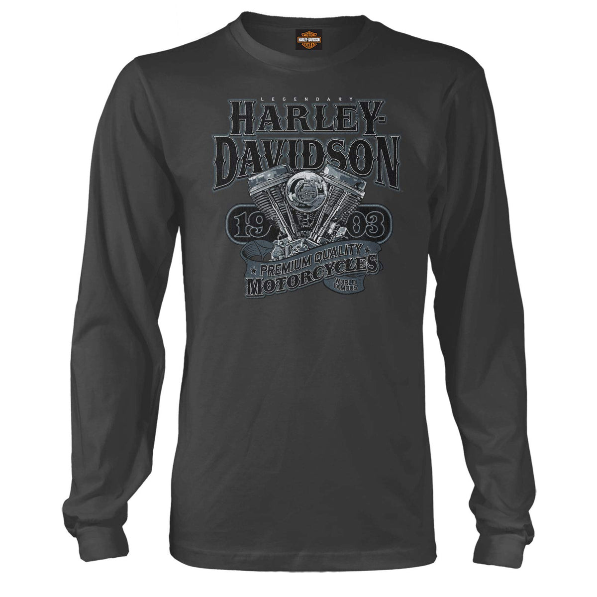 Harley-Davidson Men's Long-Sleeve Graphic T-Shirt - Overseas Tour | Big V-Twin 2X Charcoal