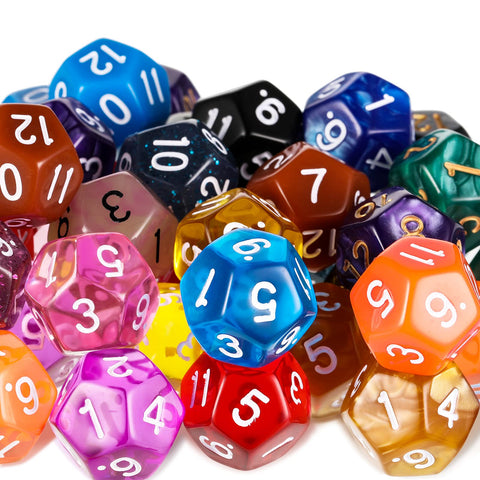 Skylety 50 Pieces Polyhedral Dice Sets with Black Pouch Compatible with RPG MTG Tabletop Role Playing Table Games Multi Colored Assortment(12 Sided Style)
