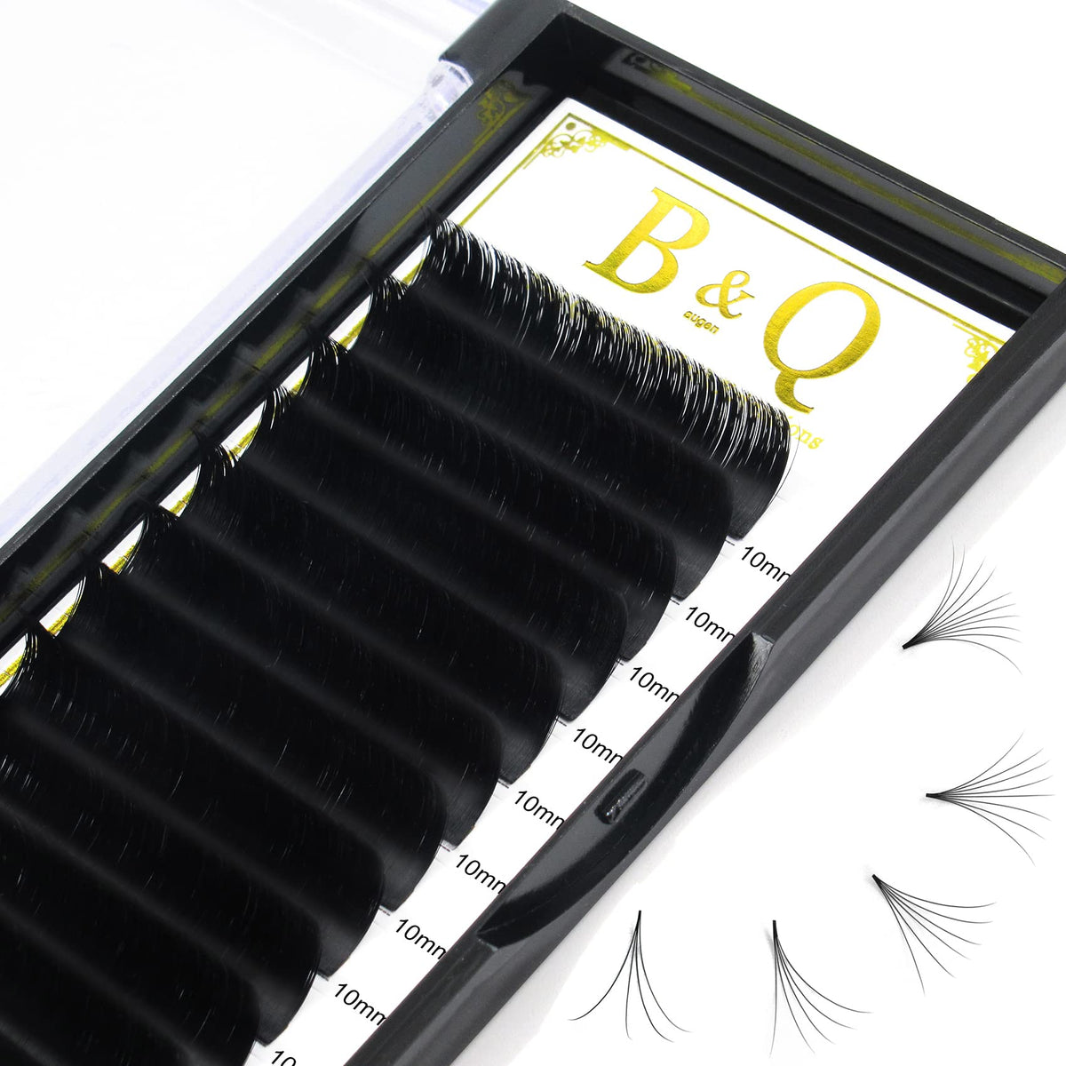 B&Qaugen Easy Fan Volume Lashes C-0.03-10 B&Qaugen Easy Fan Lashes 0.03 Lash Extensions C Curl Mega Lash Extension Matte Black B&Q Easy Volume Fan Lashes 9 to 25 mm (C-0.03,10 mm)