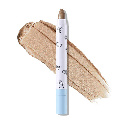 Apooliy Eyeshadow Stick, Glitter Shimmer Eyeshadow Pen, Pearl Gloss Waterproof Eyeshadow Crayon Pencil, Long-lasting Cream Highlighter Stick for Women's Eye and Face Brightener
