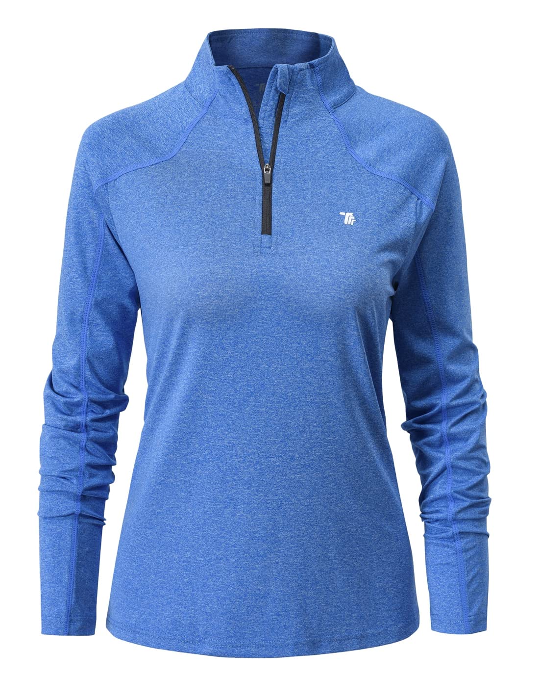 YSENTO Womens 1/4 Zip Running Tops Long Sleeve Sport Gym Top Training Casual Long Sleeve Golf Top(Dark Blue,L)