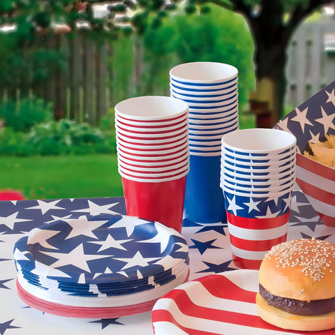 Unique Disposable Paper Cups - 9 Oz | US Patriotic | 8 Pcs