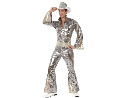 ATOSA 10378 Costume Disco Man M-L Silver-Carnival, GrÃ¶ÃŸe 50-52