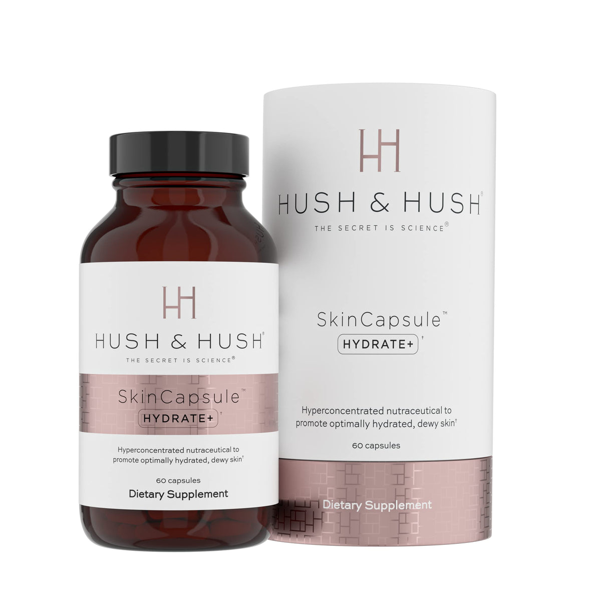 Hush & Hush SkinCapsuleÃƒÆ’Ã‚Â¢ÃƒÂ¢Ã¢â€šÂ¬Ã…Â¾Ãƒâ€šÃ‚Â¢ Hydrate+ - Skin Care Beauty Supplement - Promotes Anti-Aging - Glowing Skin with Hyaluronic Acid, Cococin & Ceramosides - Vegan, Non-GMO, Gluten Free - 60 Capsules