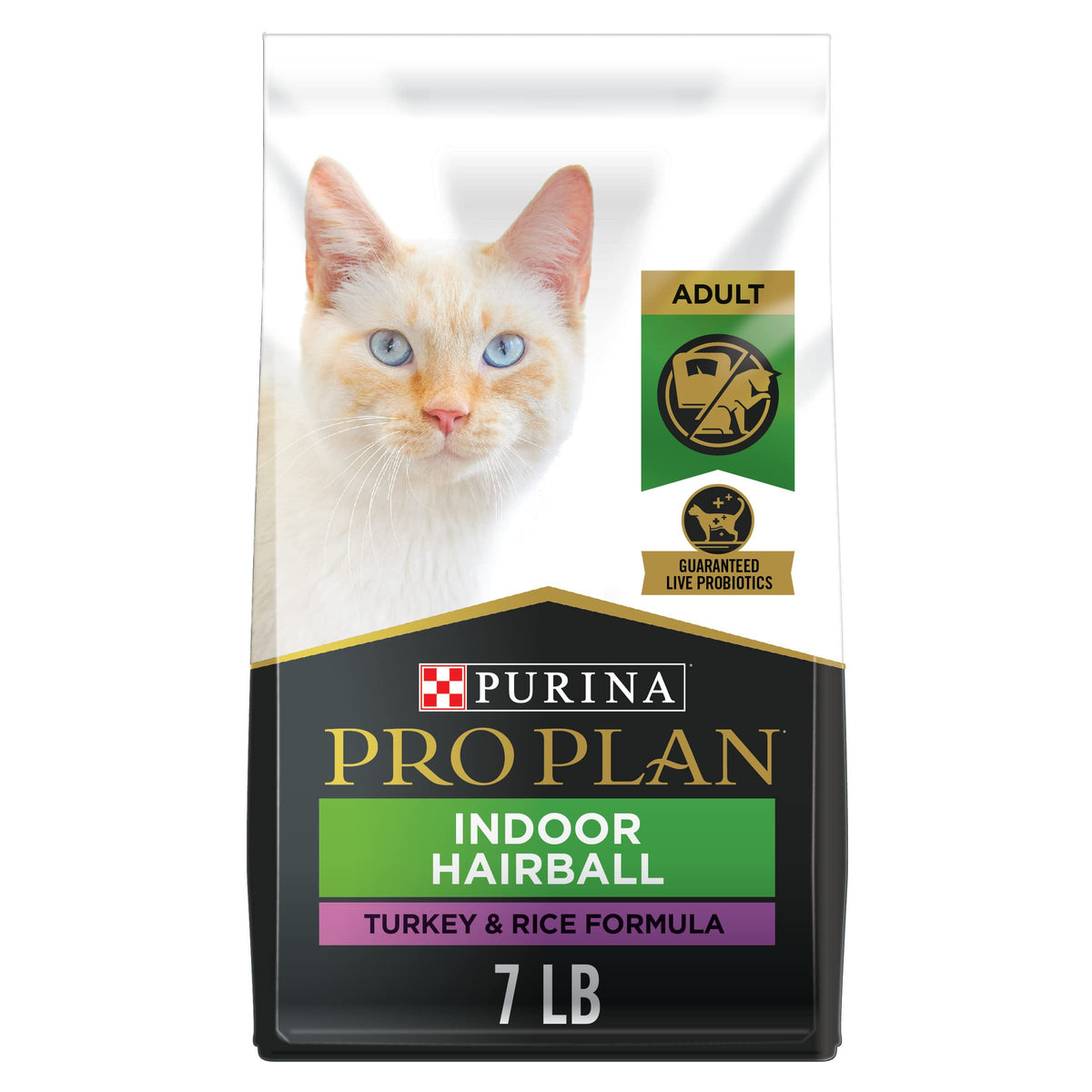Purina Pro Plan Hairball Management, Indoor Cat Food, Turkey and Rice Formula - 7 lb. Bag