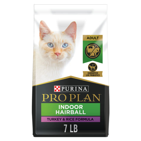 Purina Pro Plan Hairball Management, Indoor Cat Food, Turkey and Rice Formula - 7 lb. Bag