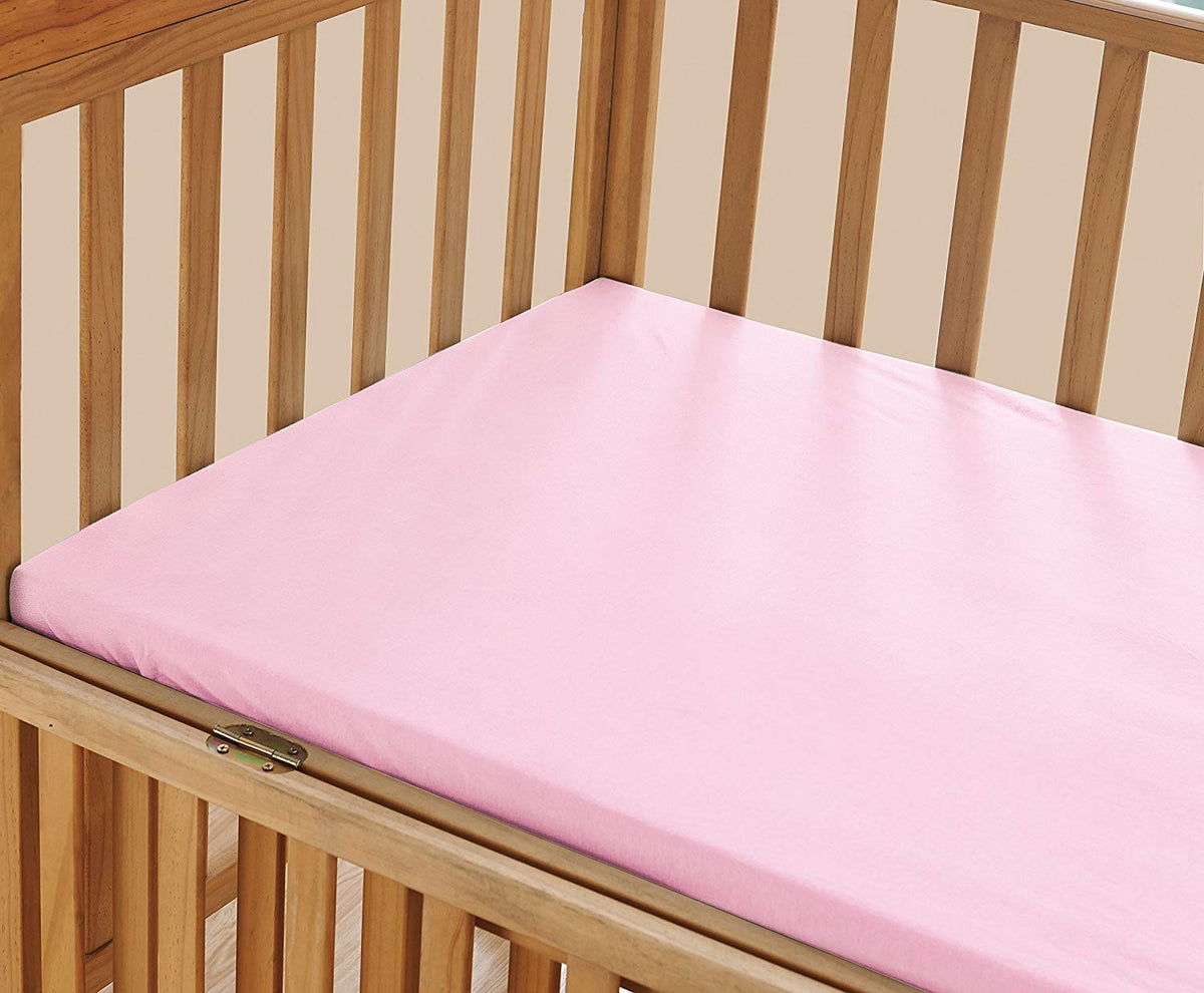 Celine Linen Luxury Silky Soft Baby Crib Fitted Sheet%100 Cotton Jersey Knit | Standard Crib and Toddler Mattresses for Boys and Girls |, Pink