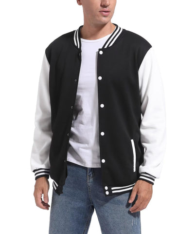 DHSPKN Men's Varsity Baseball Jacket Causal Slim Fit Varsity Letterman Jacket Boys Bomber Jackets Black S