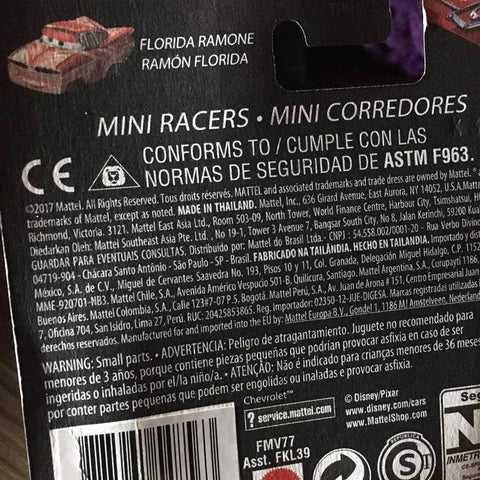 Disney Pixar Cars Metal Mini Racers - Florida Ramone - FMV77 ~ Diecast Toy Vehicle