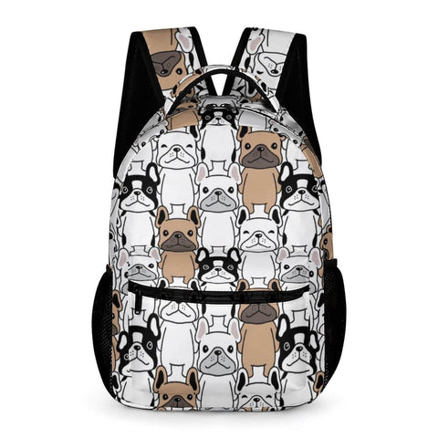 Homieblanket French Bulldog Backpack for Kids Girls Boys School, 16 Inches Cute French Bulldog Theme Bookbag, Adjustable, Lightweight, Large Capacity, Colorful French Bulldog Backpack for School