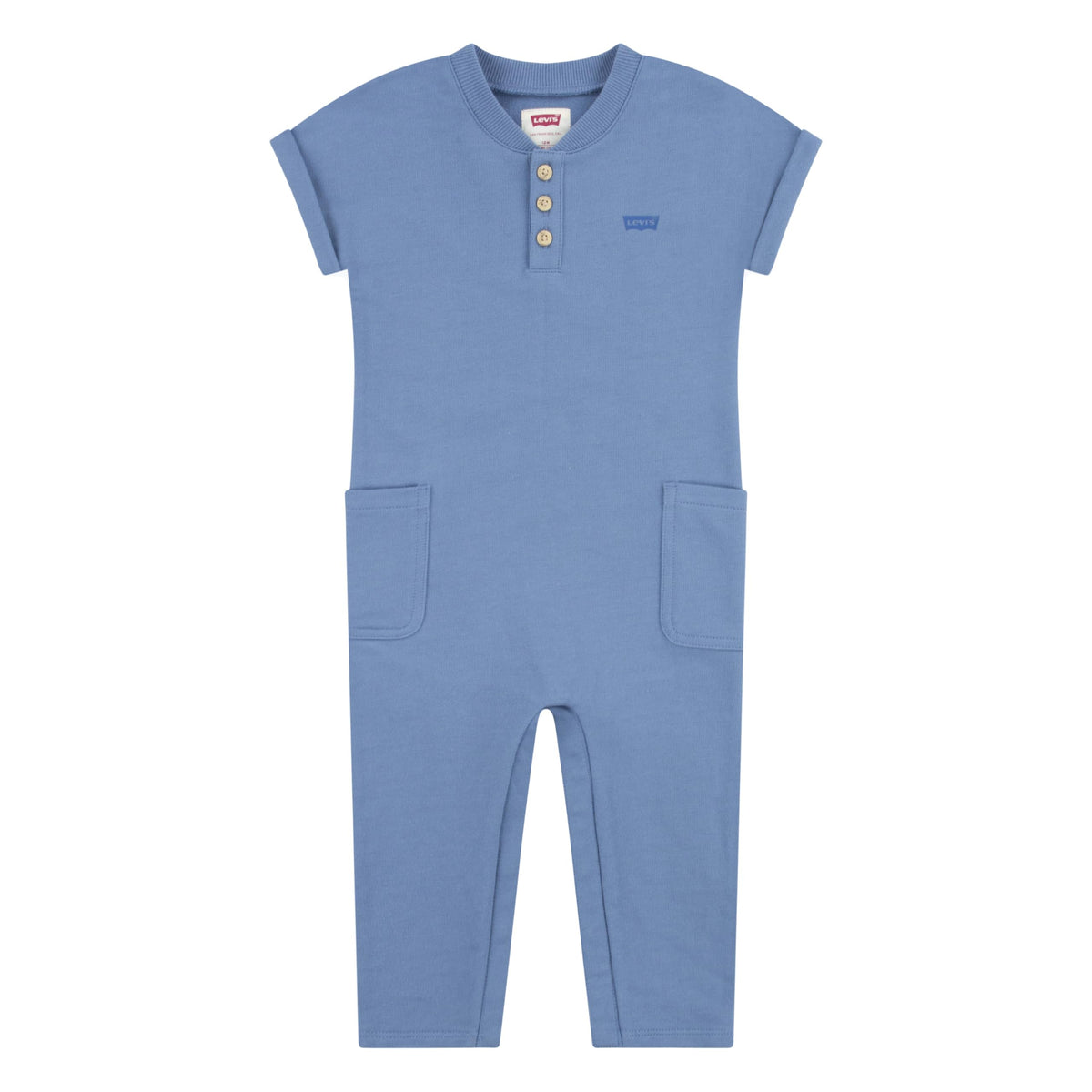 Levi's Baby Boys' LVN SS Henley Coverall 6EK126, Coronet Blue, 12 Months