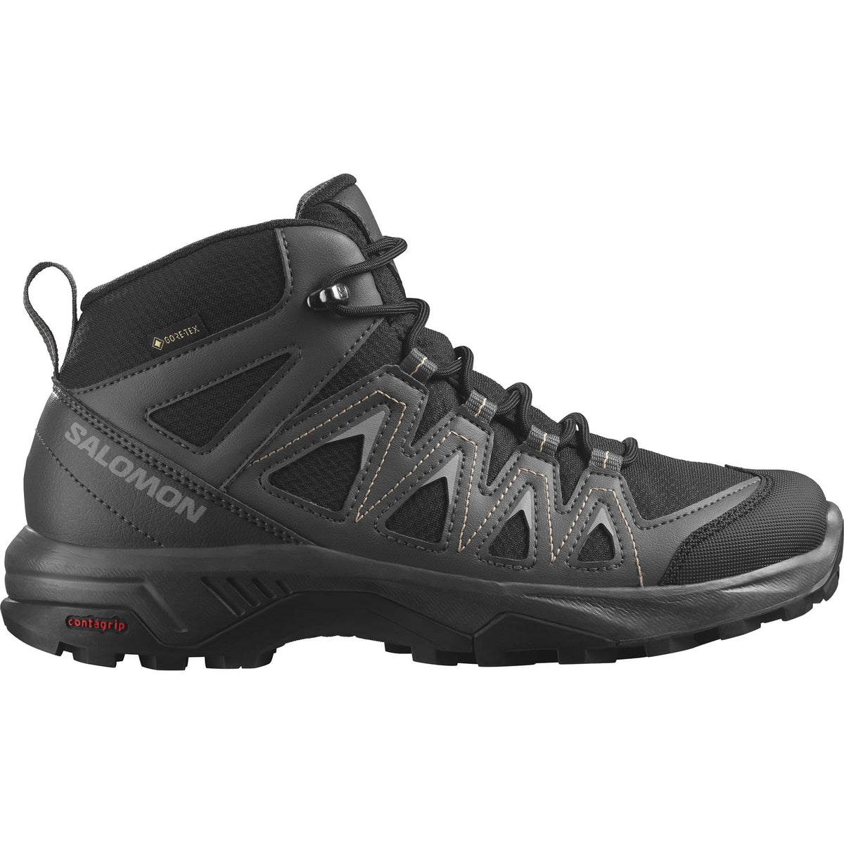 Salomon Women's X Braze Mid GTX W Hiking Shoe, Black/Magnet/Hazelnut, 6.5