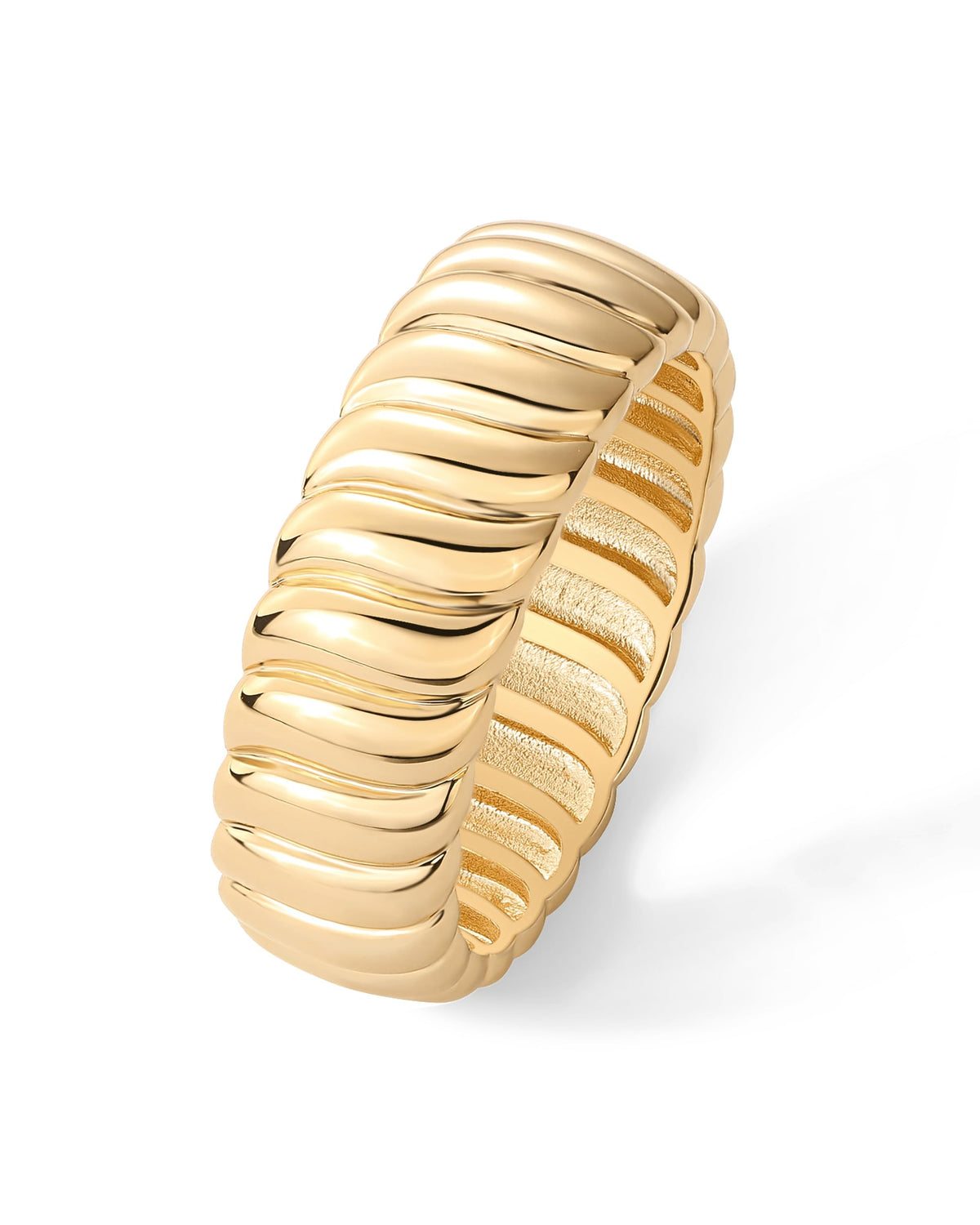PAVOI 14K Yellow Gold Plated Chunky Statement Ring | Chunky Stackable Wide Band for Women | Size 5